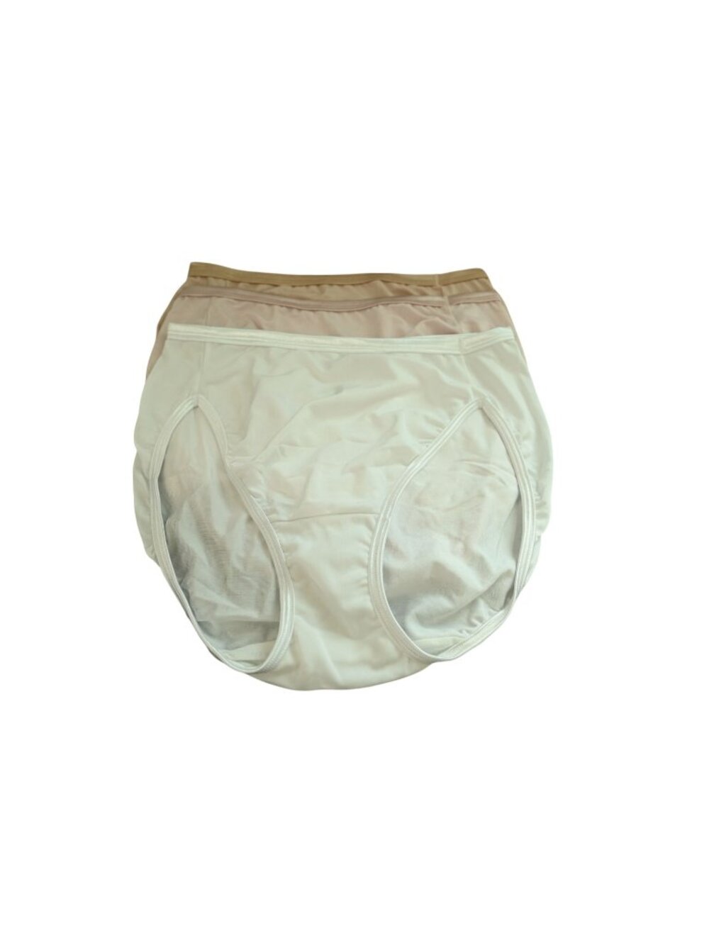 NIP Vanity Fair Set of 3 Hi-Cut Brief Panties Sz 6/M White Blue Nude Underwear